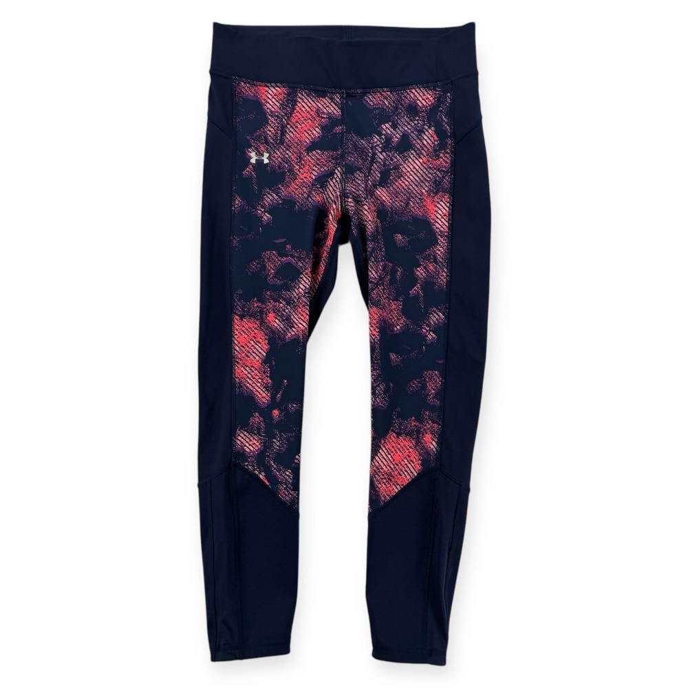 Under Armour Leggings Womens‎ Medium HeatGear Compression 3/4 Crop Navy Pink